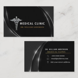 Cartão De Visita Logotipo Clínico do Médico Prata Profissional