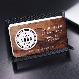 Cartão De Visita Logotipo Código QR Madeira Moderna Carpintaria Con