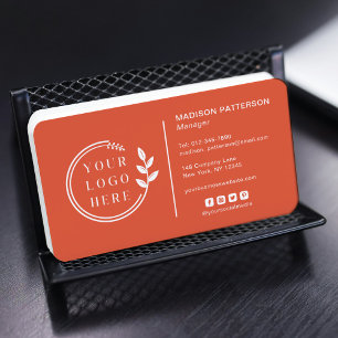 Cartão De Visita Logotipo Código QR Mídia Social Corporativa Laranj