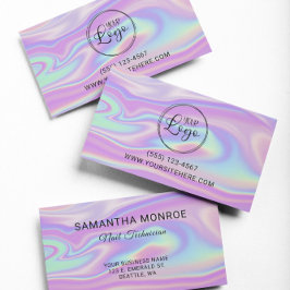 Cartão De Visita Logotipo com URL de site Iridescente de Casa Purpl