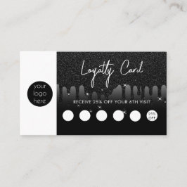 Cartão De Visita Logotipo comercial da Glitter preta Lealdade ao có