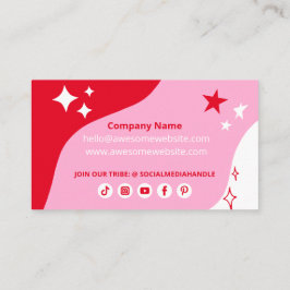 Cartão De Visita Logotipo comercial das Estrelas brancas cor-de-ros