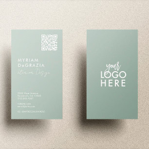 Cartão De Visita Logotipo comercial de script de código QR minimali
