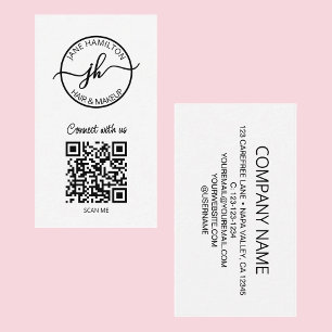 Cartão De Visita Logotipo comercial do Círculo de Código QR Moderno