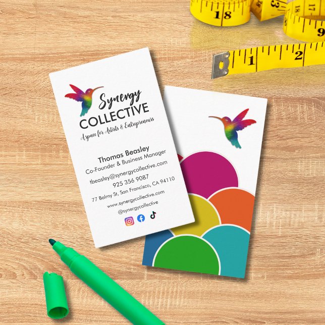 Cartão De Visita Logotipo comercial do Hummingbird Branco (Criador carregado)