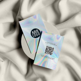 Cartão De Visita Logotipo comercial e código QR DIY holográfico