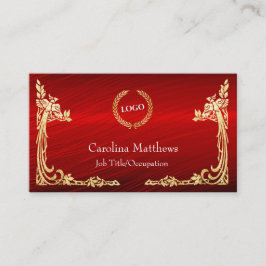 Cartão De Visita Logotipo comercial Gold Fople Corner Vermelho