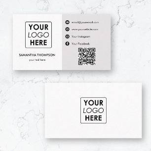 Cartão De Visita Logotipo comercial minimalista Código QR de mídia