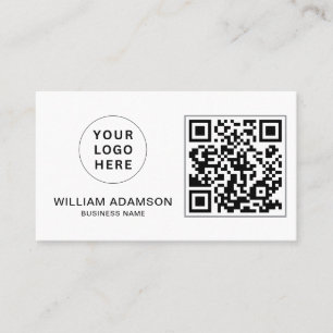 Cartão De Visita Logotipo comercial moderno, código QR   White Prof