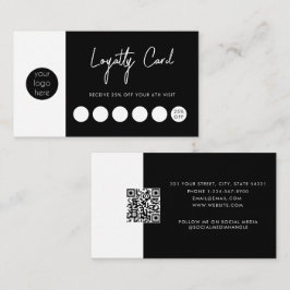 Cartão De Visita Logotipo comercial preto Lealdade a código QR