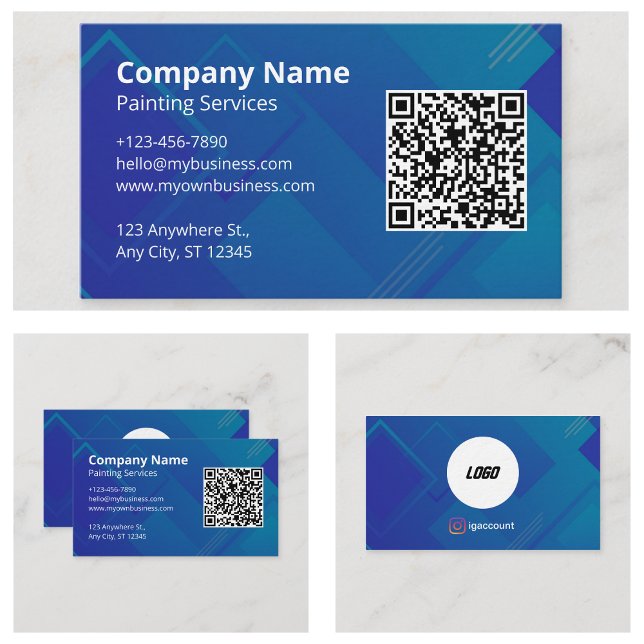 Cartão De Visita Logotipo compacto de código QR Elegante (Simple Elegant QR Code Scannable Logo Business Cards)