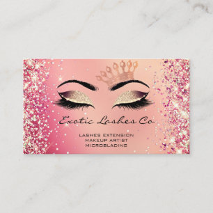 Cartão De Visita Logotipo Coroa de rosa Dourado Makeup Glitter Lash