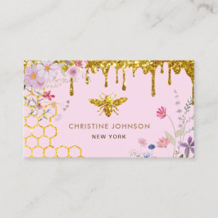 Cartão De Visita logótipo da abelha e flores silvestres