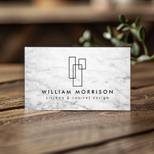Cartão De Visita Logotipo da arquitetura moderna em branco marble