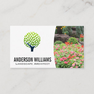 Cartão De Visita Logotipo da árvore Flores de Paisagem