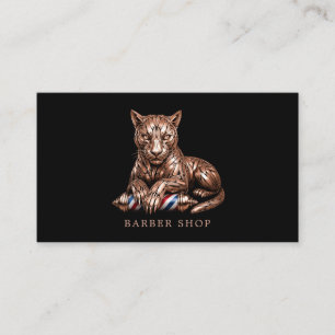 Cartão De Visita Logotipo da Barbearia Rose Gold Panther Profession