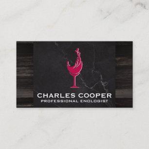 Cartão De Visita Logotipo da barra de vidro do vinho  Mármore e ma