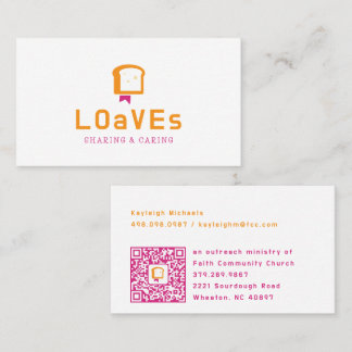 Cartão De Visita Logotipo da Bíblia do Pão | Ministério de Alimenta