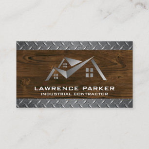 Cartão De Visita Logotipo da casa   Construção   Madeira   Aço