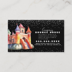 Cartão De Visita Logotipo da Casa de Bounce Festa Aquarela 