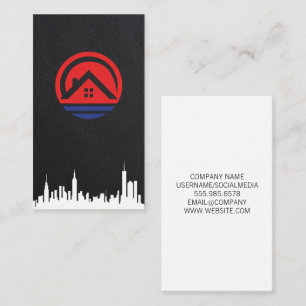 Cartão De Visita Logotipo da Casa Imóveis cidade Skyline