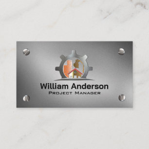 Cartão De Visita Logotipo da cavadora de construção Parafusos met