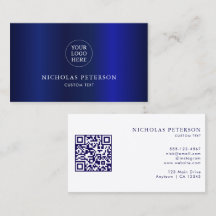 Logotipo da Empresa Código QR Azul Naval Metálico 