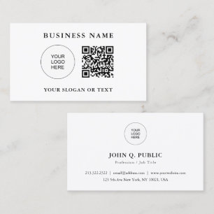 Cartão De Visita Logotipo da empresa de código QR para clientes aqu