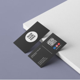 Cartão De Visita Logotipo da empresa Mídia social Código QR preto E