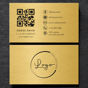 Cartão De Visita Logotipo da Empresa Profissional em QR Code Metáli