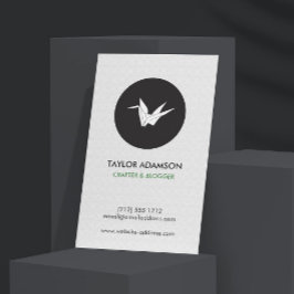 Cartão De Visita Logotipo da grua de Origami preto-e-branco