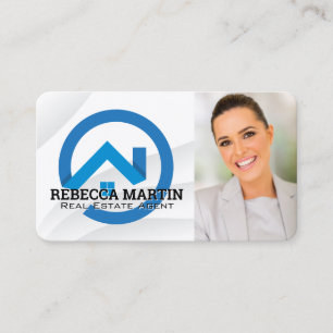 Cartão De Visita Logotipo da Imobiliária Azul Mulher de Negócios