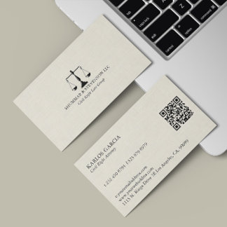 Cartão De Visita Logotipo da Justiça Creme Lino