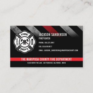Cartão De Visita Logotipo da Linha Vermelha do Bombeiro Personaliza