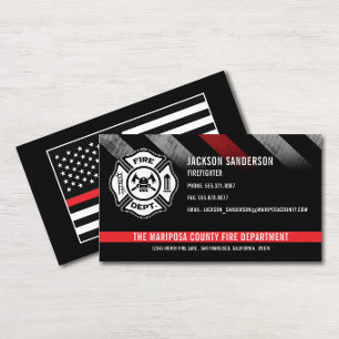 Cartão De Visita Logotipo da Linha Vermelha do Bombeiro Personaliza