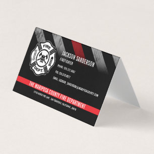 Cartão De Visita Logotipo da Linha Vermelha Personalizado do Bombei