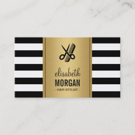 Cartão De Visita Logotipo da Lista de Cabelos Dourados Elegante Ban