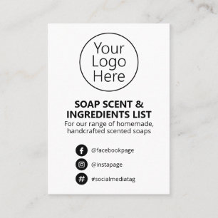 Cartão De Visita Logotipo da lista de ingredientes para odor a sab