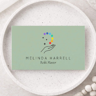 Cartão De Visita Logotipo da Mão Curativa Reiki, Curador, Sabedoria