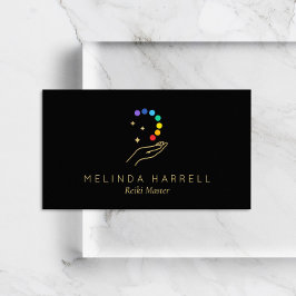 Cartão De Visita Logotipo da mão de cura Reiki, Massagem, Bem-estar