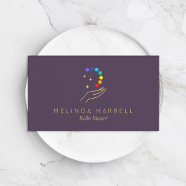 Cartão De Visita Logotipo da mão de cura Reiki, Massagem, Bem-estar