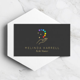 Cartão De Visita Logotipo da mão de cura Reiki, Massagem, Cinza de