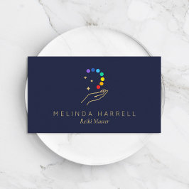 Cartão De Visita Logotipo da mão de cura Reiki, Terapia de massagem