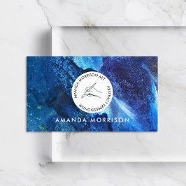 Cartão De Visita Logotipo da mão do círculo do pintor artístico mod