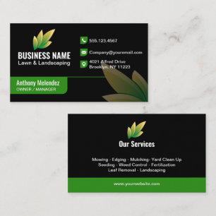 Cartão De Visita Logotipo da Modern Green Leaf Landscaping