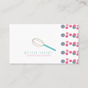 Cartão De Visita Logotipo da Padaria Baker Cake Whisk Dots