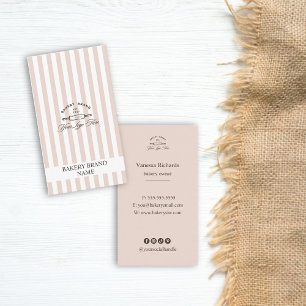 Cartão De Visita Logotipo da padaria rosa-rosa esticado em francês