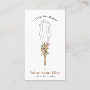 Cartão De Visita logotipo da Pastry Whisk boho