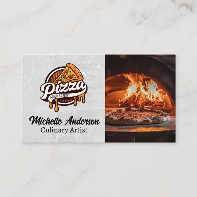 Cartão De Visita Logotipo da Pizza Slice | Brick Oven (Frente)