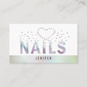 Cartão De Visita Logotipo da unhas das borboletas holográficas do 